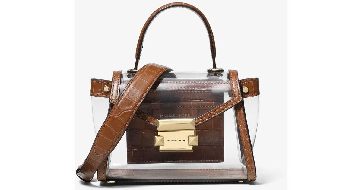 whitney mini clear and leather satchel