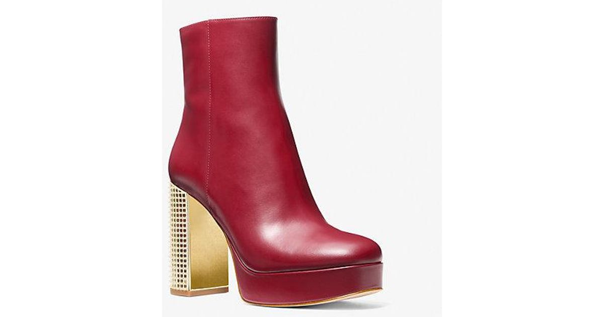 Michael Kors Women's Suede Signature Platform Boots Red Size 10