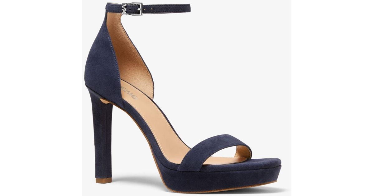 Michael Kors Margot Suede Platform Sandal in Blue | Lyst