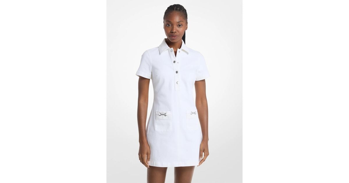 michael kors white denim dress Michael Kors Outlet Pleated Denim Mini Dress in Blue