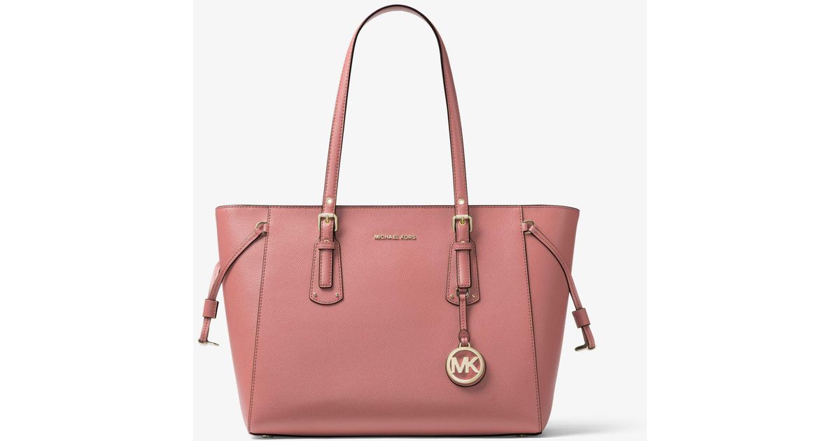 michael kors voyager medium crossgrain leather tote bag