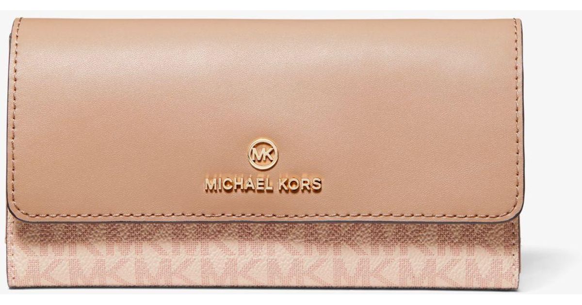 Michael Kors Large Logo And Leather Tri-fold Wallet - Lyst