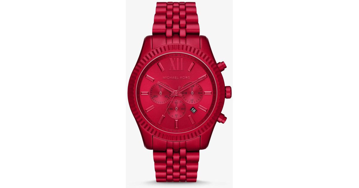 Michael Kors Quartz Watch With Metal Strap in Red for Men | Lyst