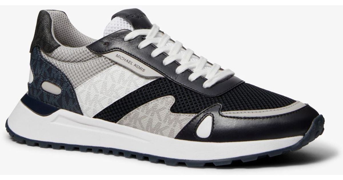 Michael Kors Miles Color-block Logo And Mesh Trainer in White for