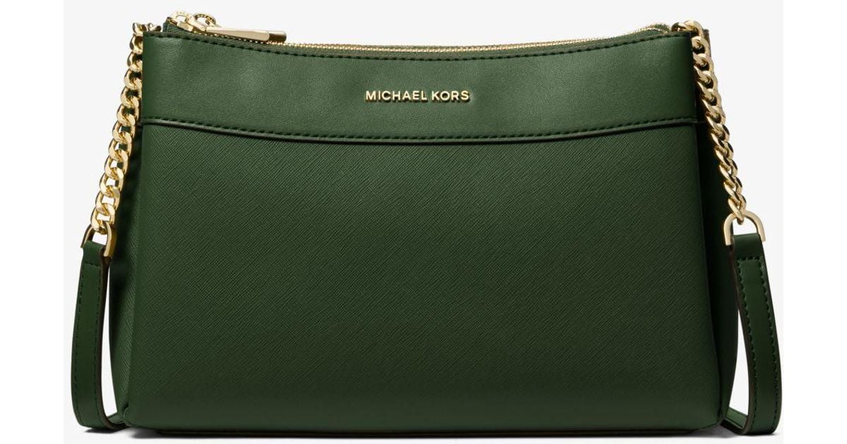 Michael Kors Lori Small Faux Saffiano Leather Crossbody Bag in Green | Lyst