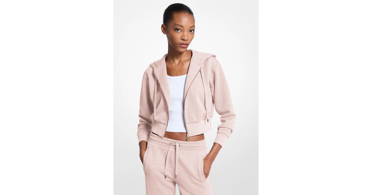 Michael Kors Logo Jacquard Charm Jacquard Cropped Zip-Up Hoodie in