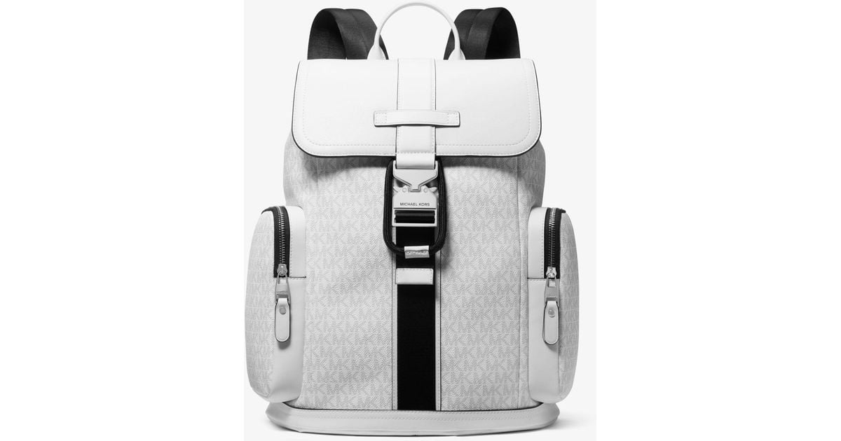 Michael Kors Mk Hudson Signature Logo And Leather Cargo Backpack in White for Men Lyst UK