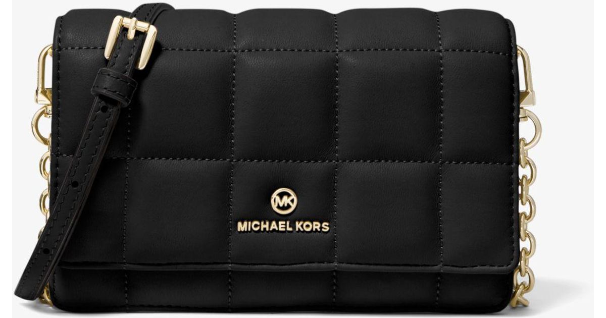 Michael Kors Small Quilted Leather Smartphone Crossbody Bag in Black | Lyst