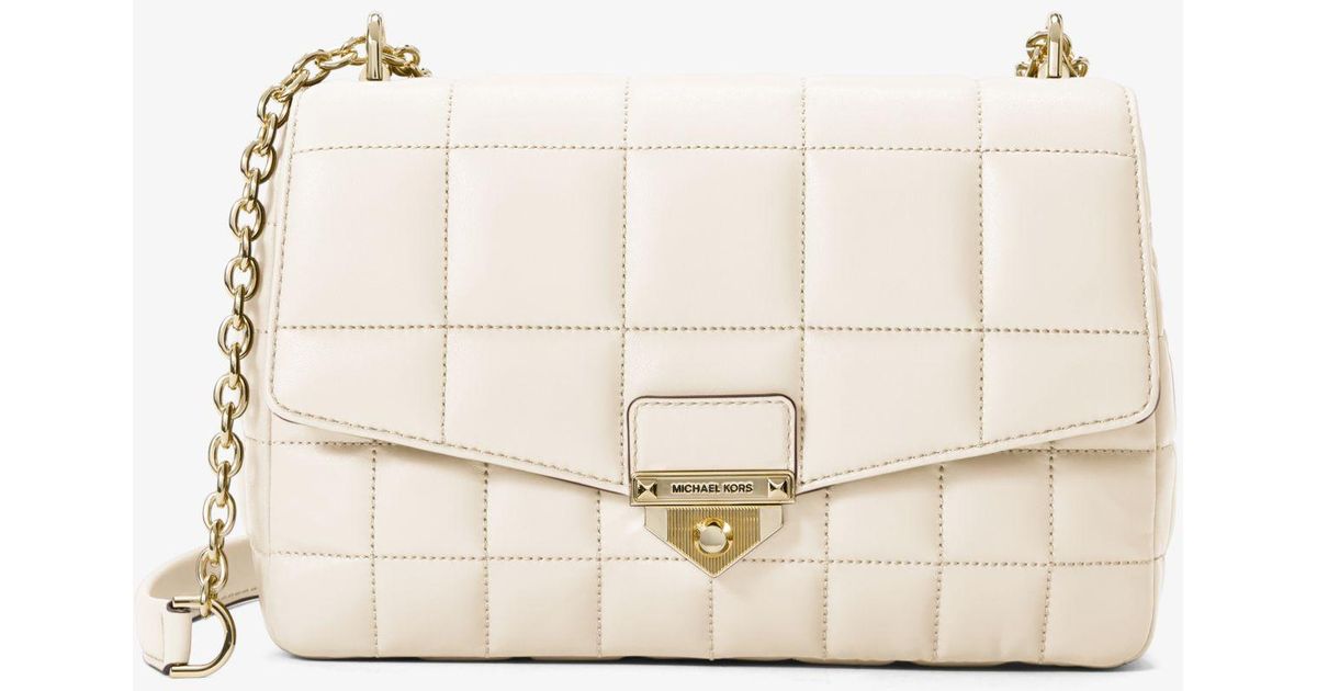 Michael Kors Soho Extra-large Quilted Leather Shoulder Bag in lt Cream ...