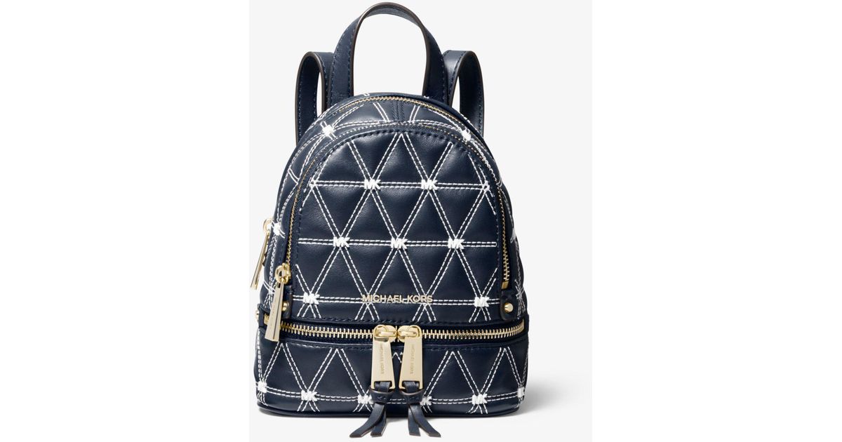 Michael Kors Rhea Mini Quilted Leather Backpack in Blue - Lyst