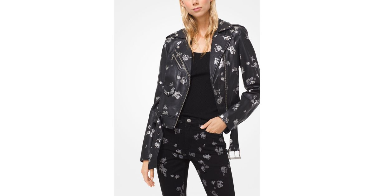 michael kors metallic leather moto jacket