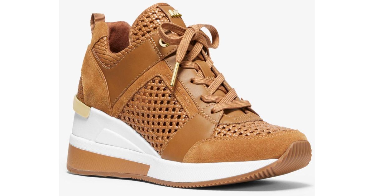 georgie woven leather trainer michael kors