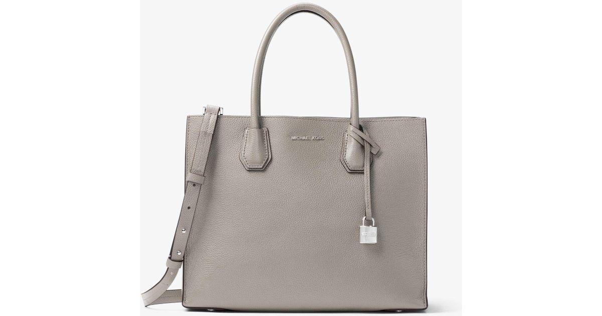 Michael Kors Mercer Large Leather Tote in Pearl Grey (Gray) - Lyst