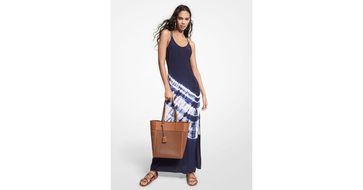 Michael Kors Tie Dye Washed Silk Dress in Blue Lyst