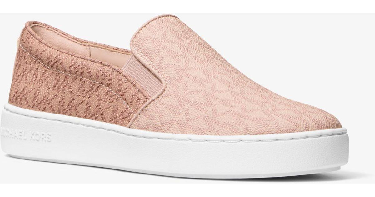 Michael Kors Keaton Two-tone Logo Slip-on Sneaker in Pink | Lyst