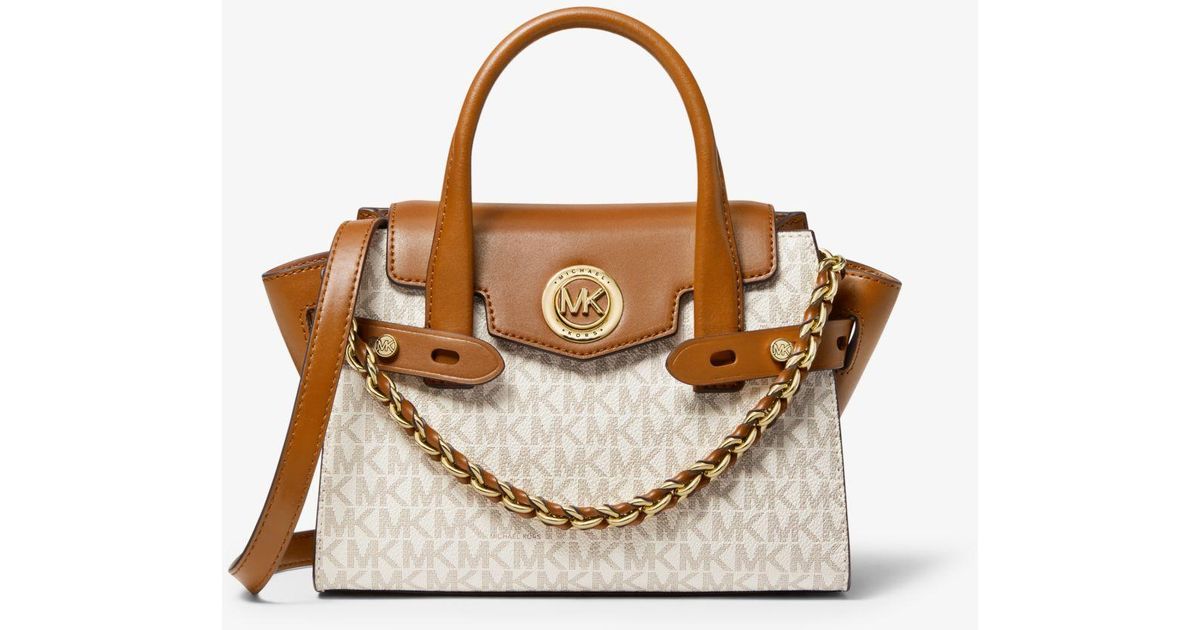 Michael Kors Carmen Extrasmall Logo And Leather Belted Satchel Lyst