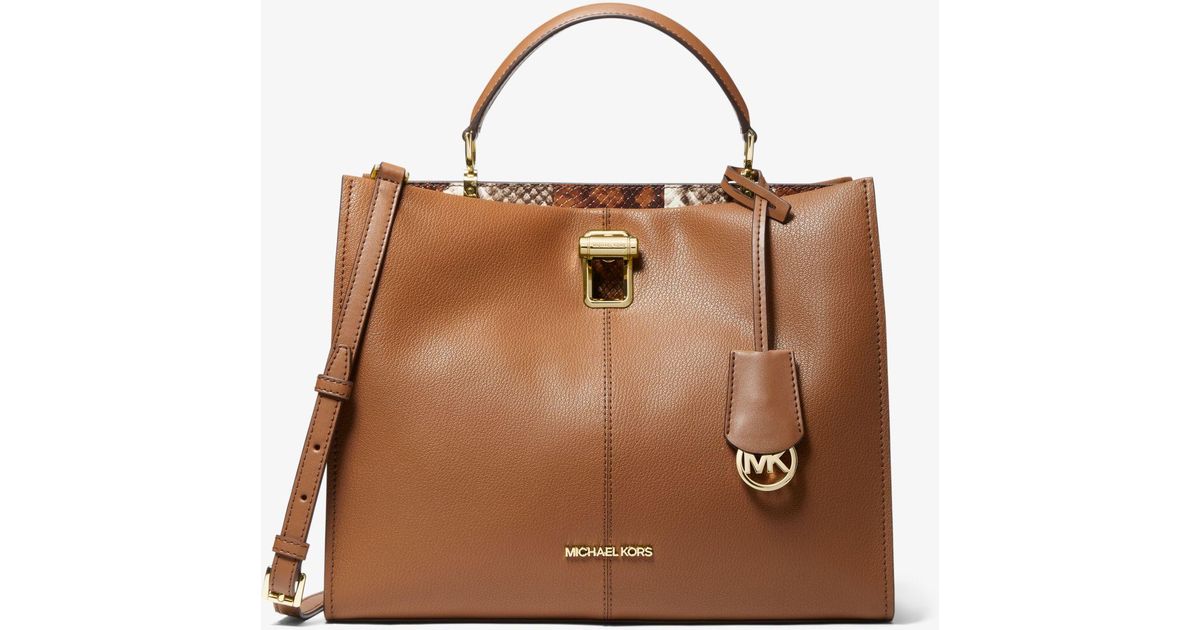 michael kors brown leather satchel