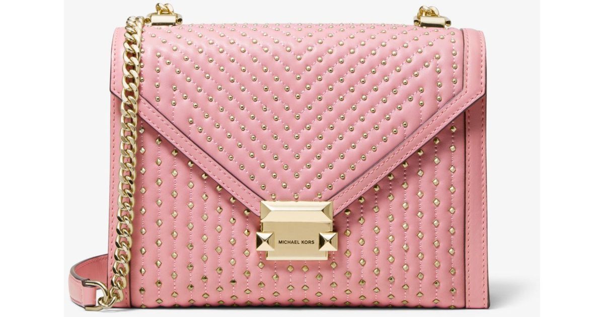 whitney large studded leather shoulder bag