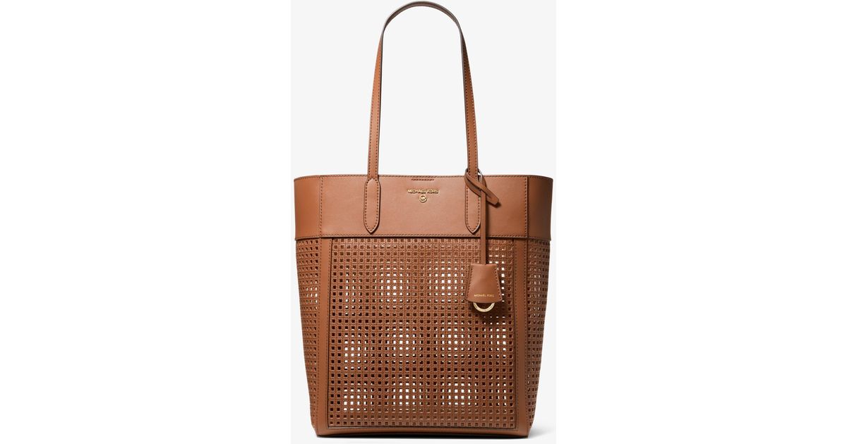 Michael Kors Sinclair Large Perforated Leather Tote Bag in Brown Lyst