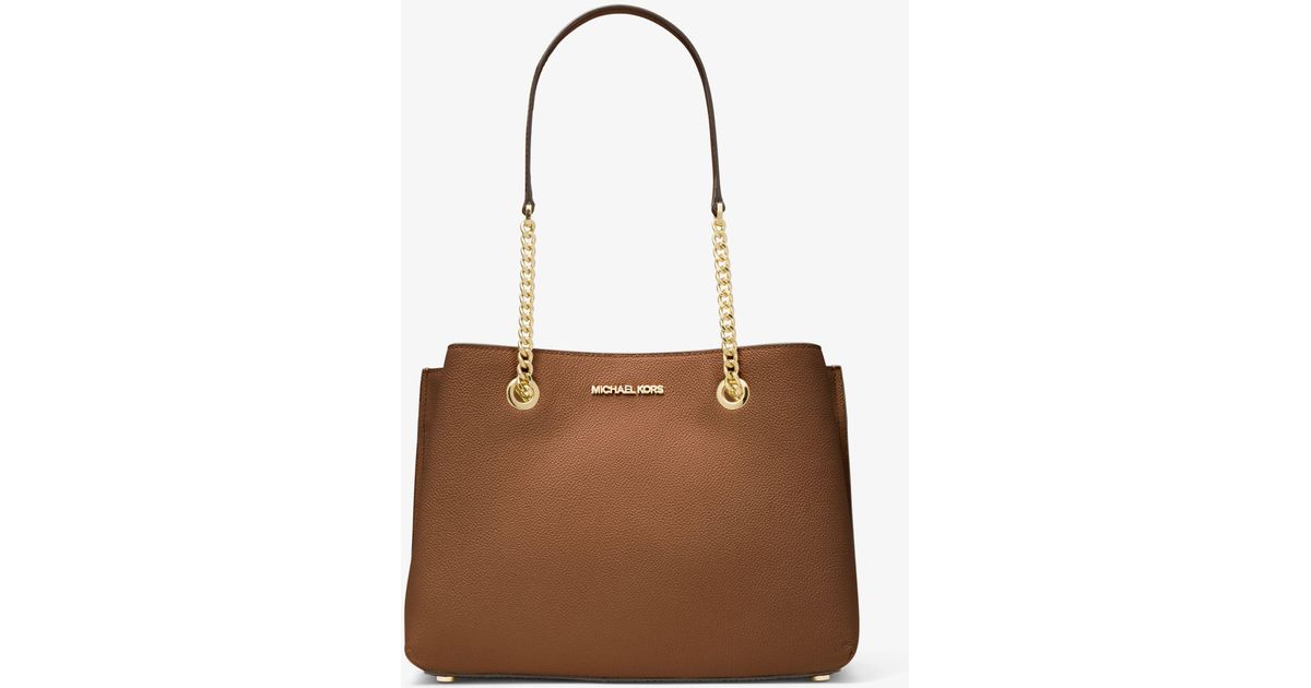 MICHAEL Michael Kors Teagan Large Pebbled Leather Shoulder Bag in Brown Lyst UK