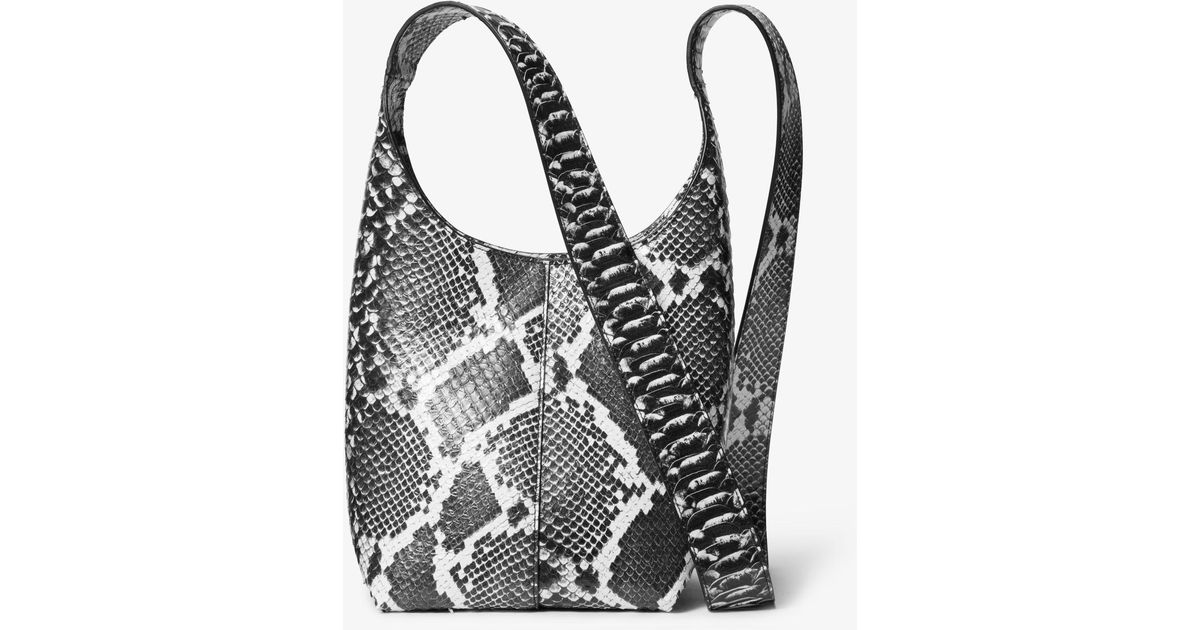 Michael Kors Dede Mini Python Embossed Leather Hobo Bag | Lyst