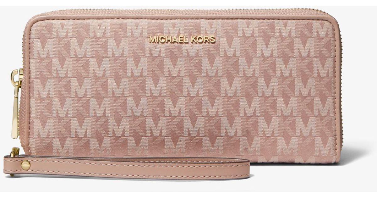 Michael Kors Large Logo Jacquard Continental Wallet in Natural | Lyst