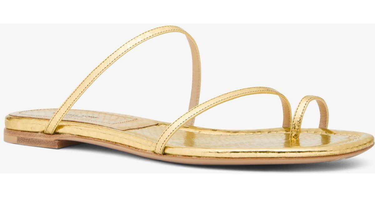 Michael Kors Patti Metallic Python Embossed Leather Slide Sandal in ...