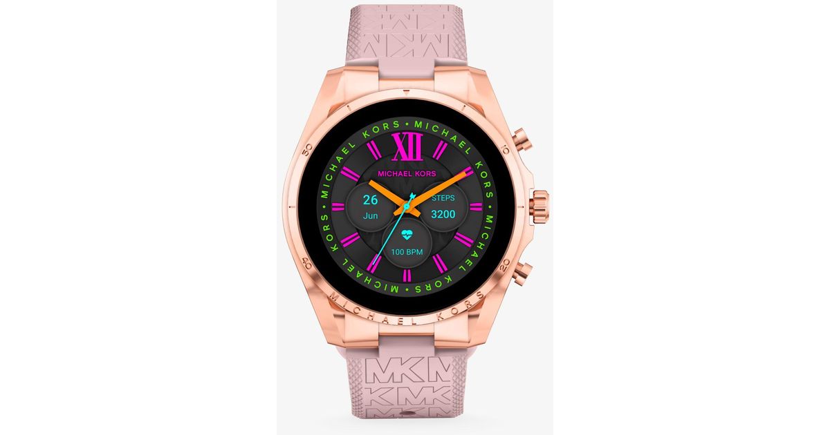 Michael Kors Mk Gen 6 Bradshaw Rose Tone And Logo Silicone Smartwatch in Pink Lyst UK