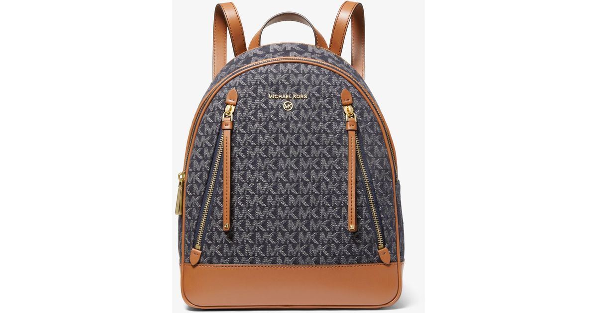 Michael Kors Brooklyn Medium Logo Jacquard Backpack in Gray Lyst