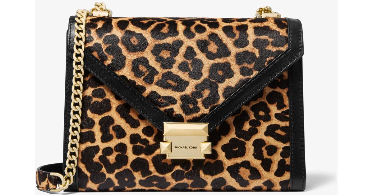 Michael Kors Leather Whitney Large Leopard Calf Hair Convertible