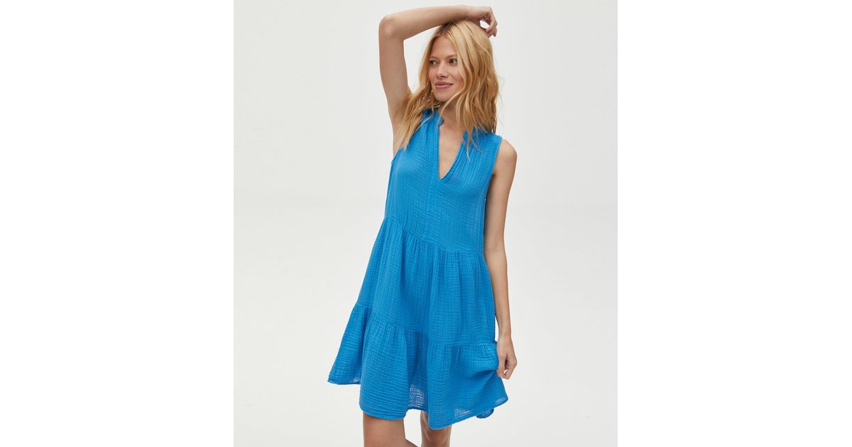 Michael Stars Daisy Gauze Dress in Blue | Lyst
