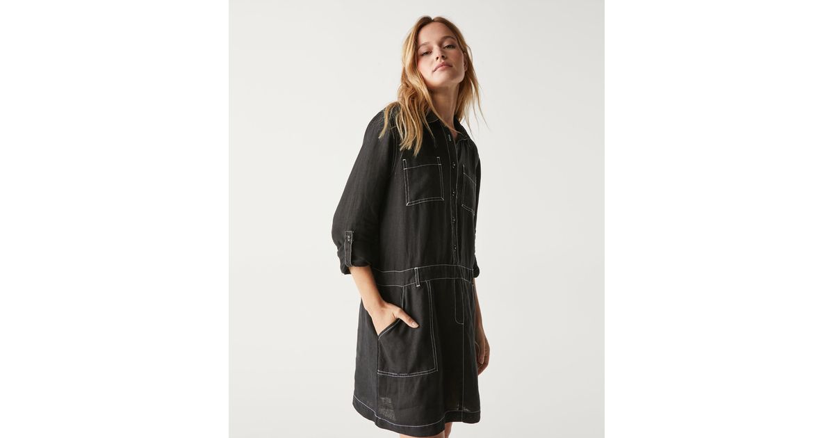 Michael Stars Pilar Linen Shirt Dress in Black Lyst