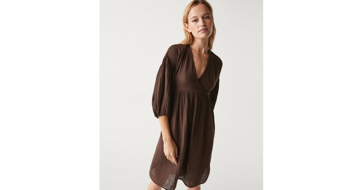 Michael Stars Hailey Gauze Dress in Brown Lyst