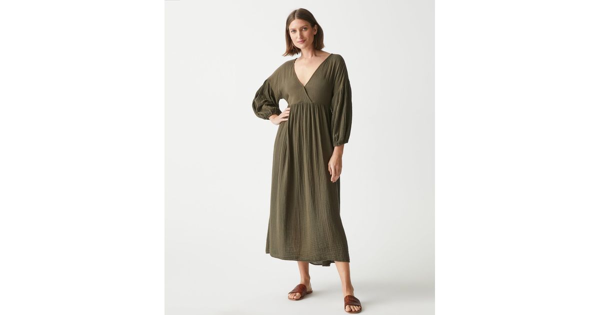 Michael Stars Isabella Gauze Midi Dress in Green Lyst