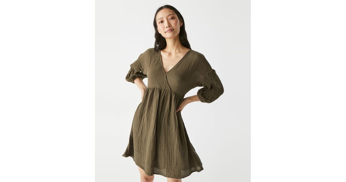 Michael Stars Hailey Gauze Dress in Green Lyst