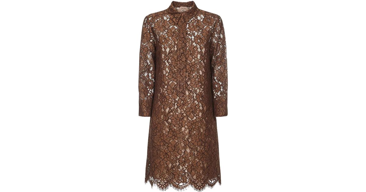 N°21 Lace Mini Dress in Brown - Lyst