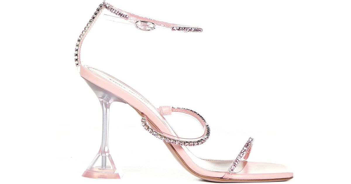 AMINA MUADDI Leather Gilda Glass Sandals in Pink | Lyst UK