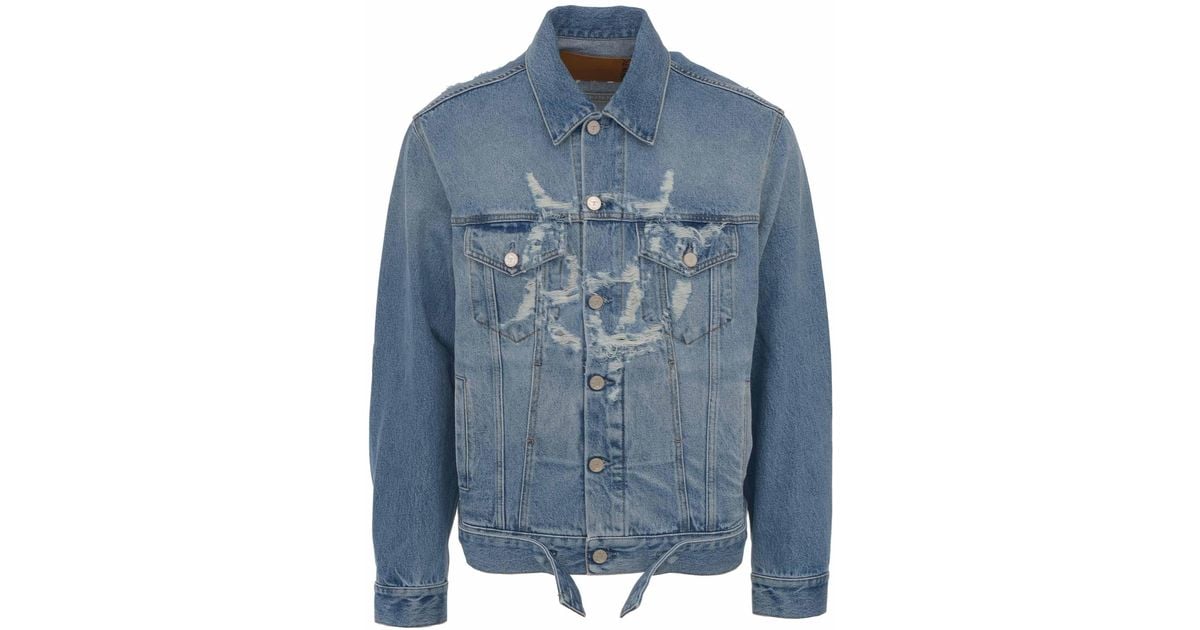 Vetements Anarchy Light Blue Denim Jacket With Upside-down Ripped