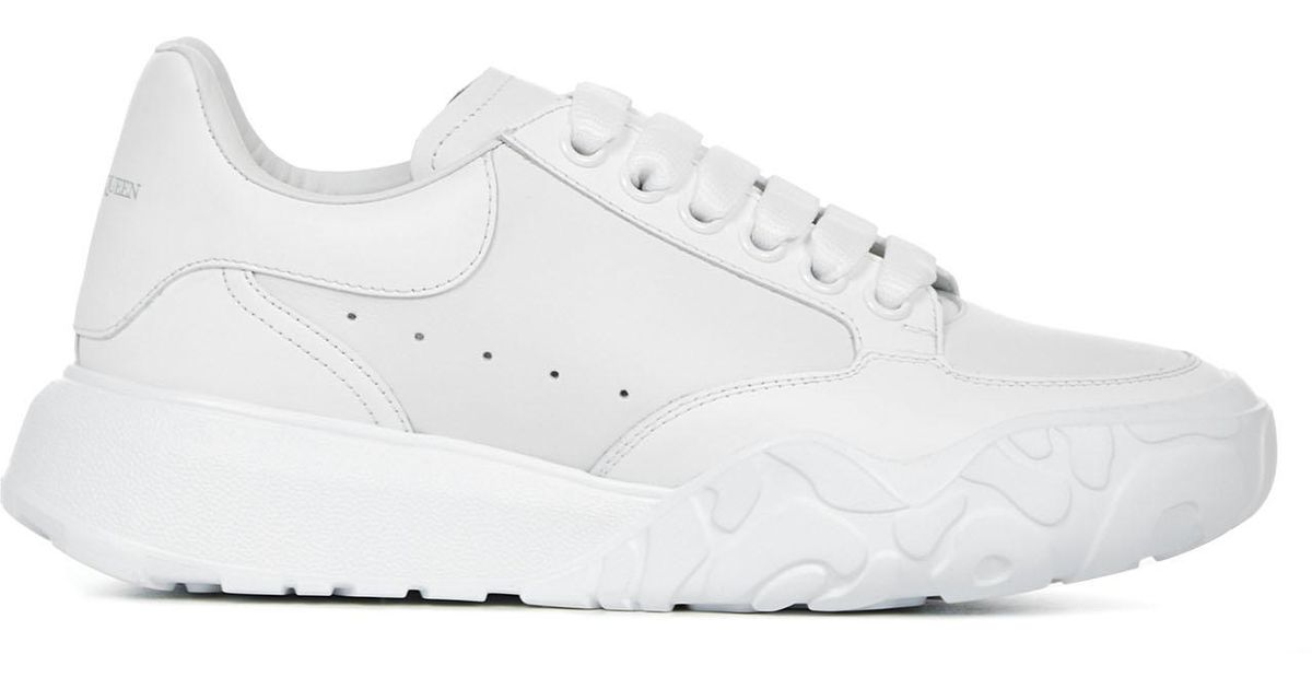 alexander mcqueen white leather court sneakers