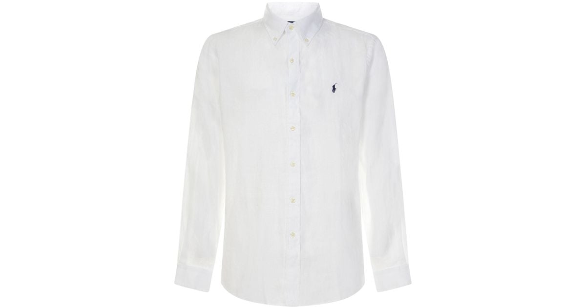 Polo Ralph Lauren Linen Shirt in White for Men - Lyst