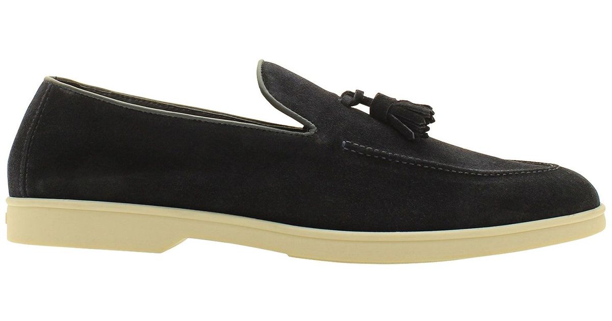 Doucal's Men's Reverse Suede Loafers Blue
