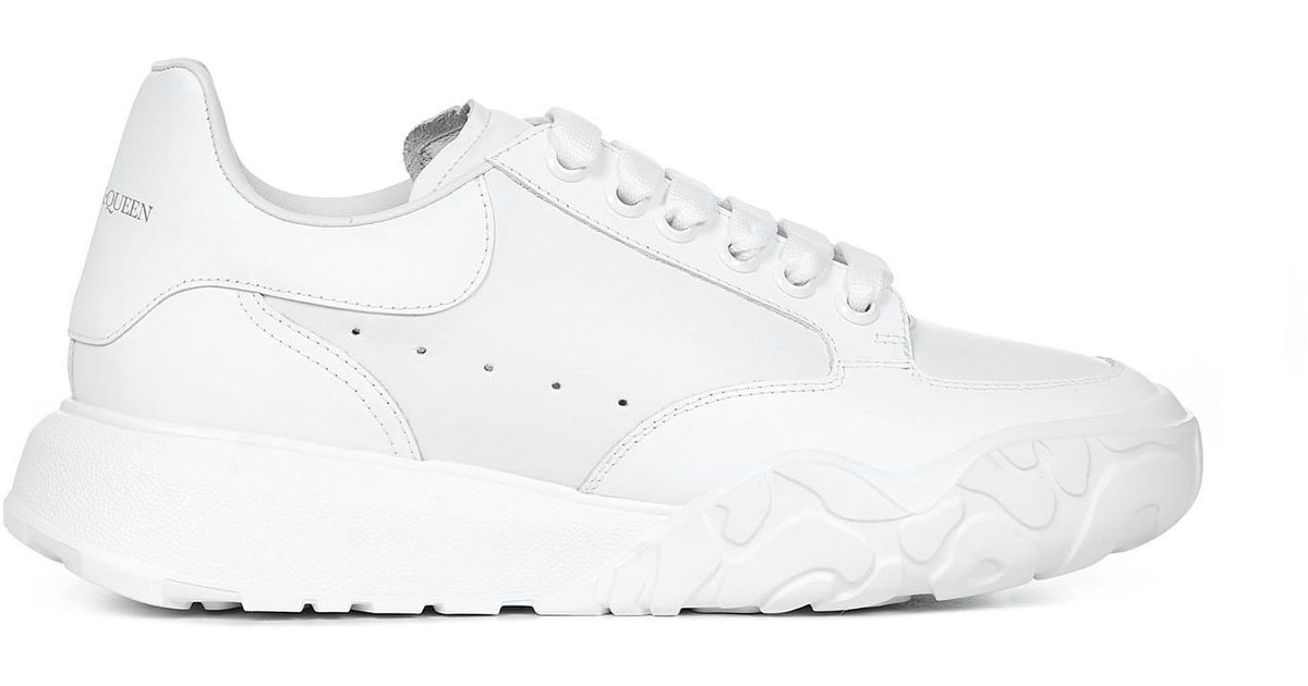 alexander mcqueen white leather court sneakers