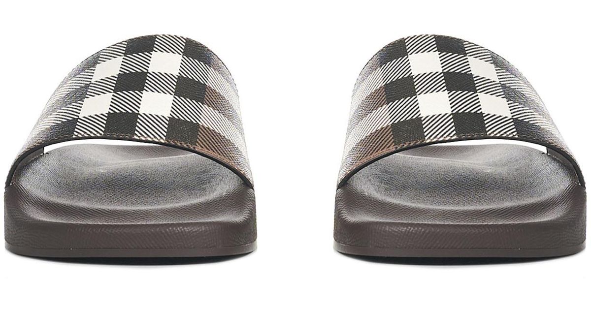 Burberry Cotton Sliders in Brown for Men Lyst
