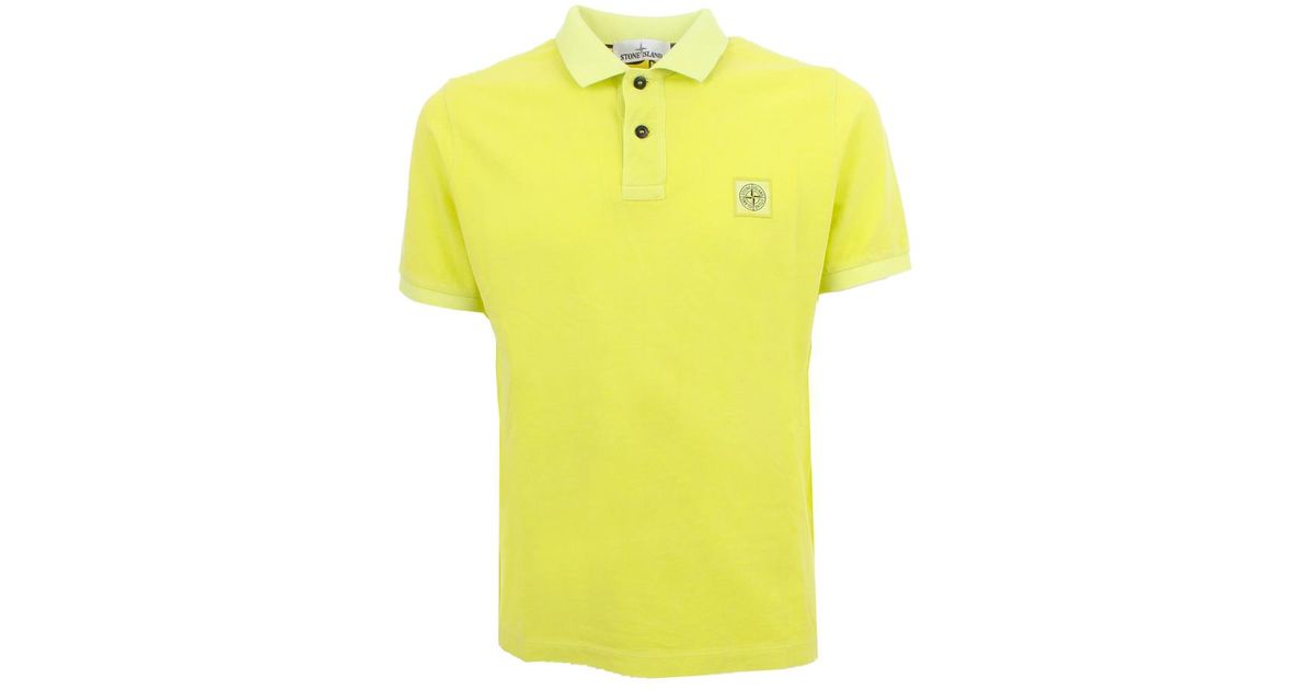 Stone Island - Polo geel met zwarte afwerking - Van Lange Mode