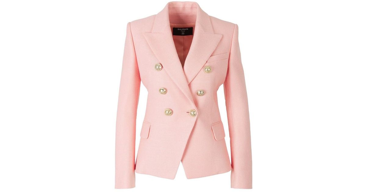 Blazer doppiopetto con bottoni dorati di Balmain in Rosa | Lyst