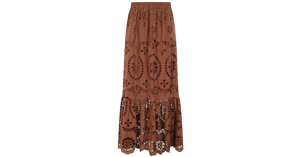 ワンピース MC2 SAINT BARTH Women Mid Skirts EYDIS01060H 18 BROWN Mc2 Saint Barth Midi Skirts in Brown | Lyst