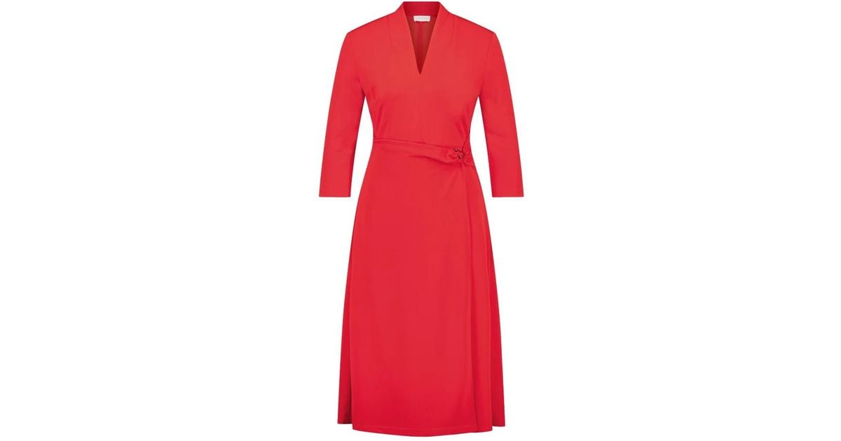 open lace back dress Gerry Weber Notch Neck Midi Shirt Dress, Red main image 0