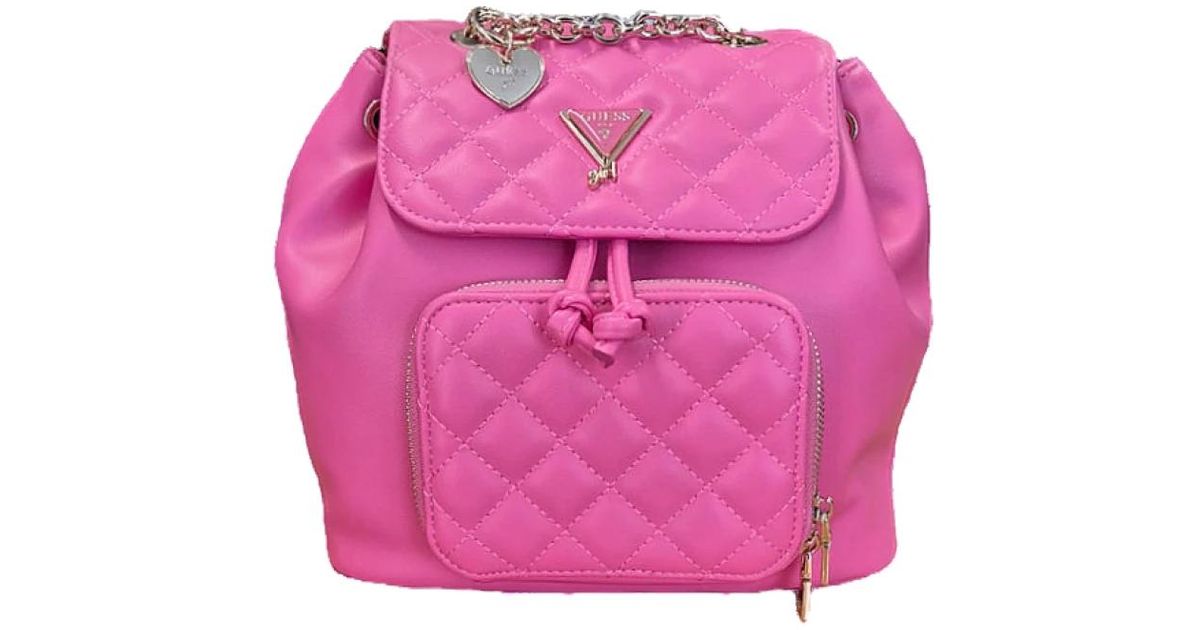 GUESS Pink Monogram Backpack Beige monogram Guess backpack with a light pink... | Depop main image 3