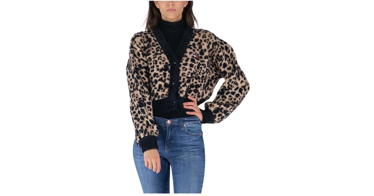 Tommy Hilfiger Leopard cardigan in Schwarz Lyst DE
