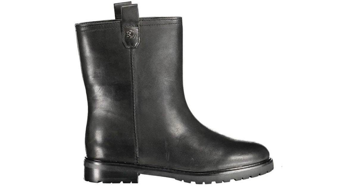 Ralph Lauren Black Leather Women Ankle Boot main image 0